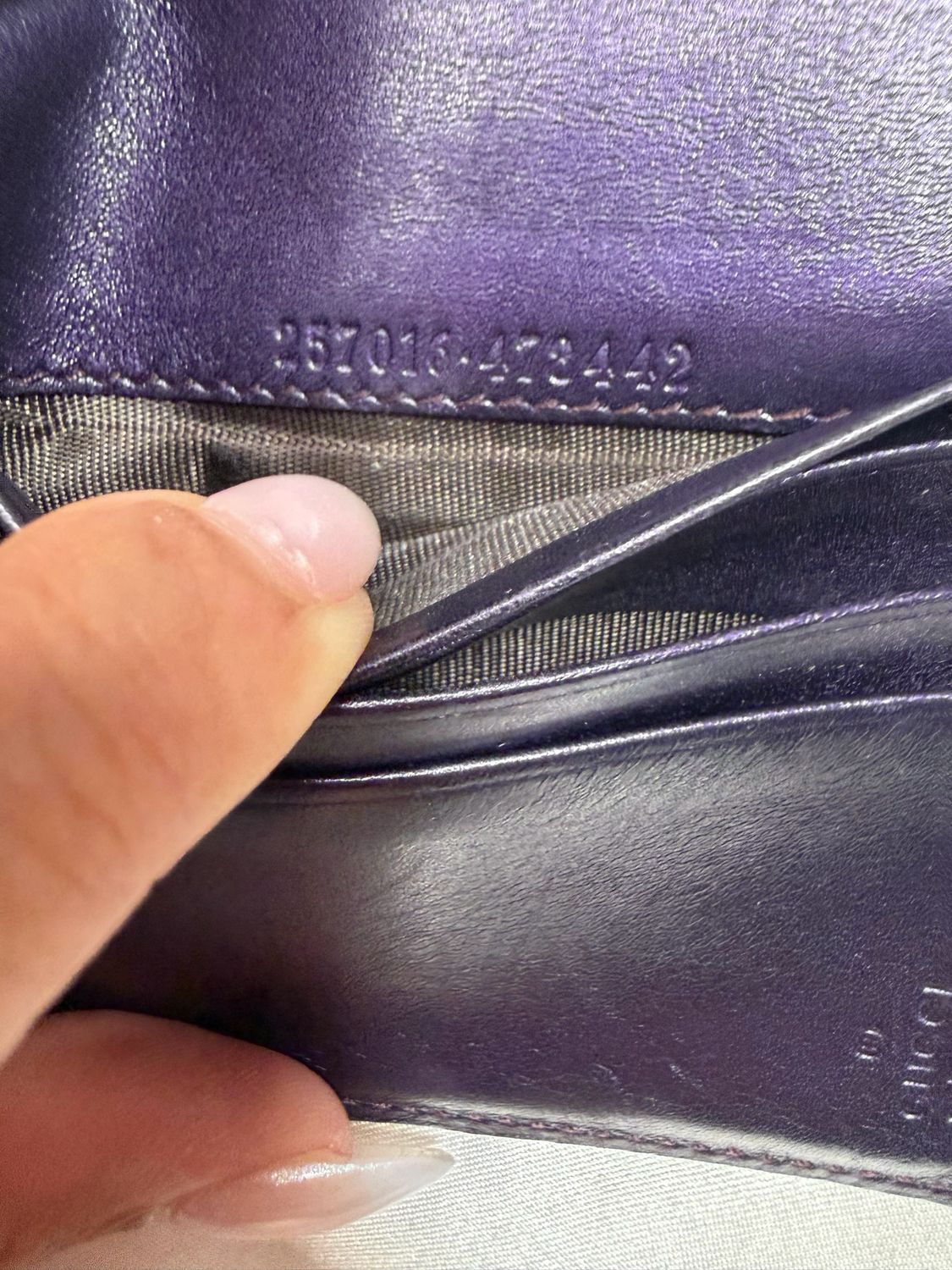 Gucci Micro Monogram Wallet Trifold Compact Patent in Purple