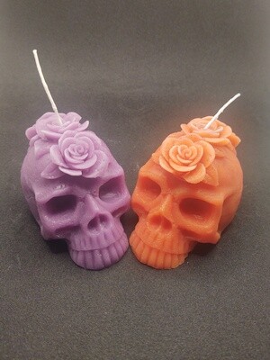 Floral Skull Candle