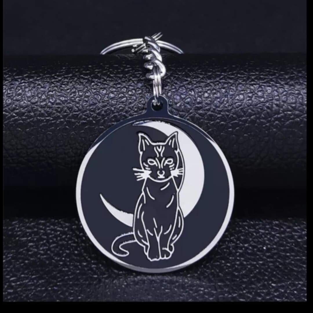 Cat Moon Keychain