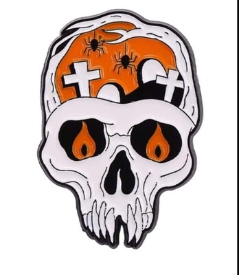 Cemetery Skull Enamel Pin