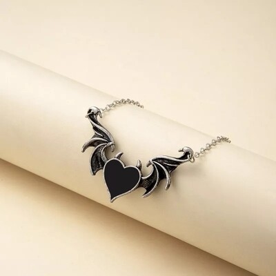 Bat Wing Necklace - Black 
