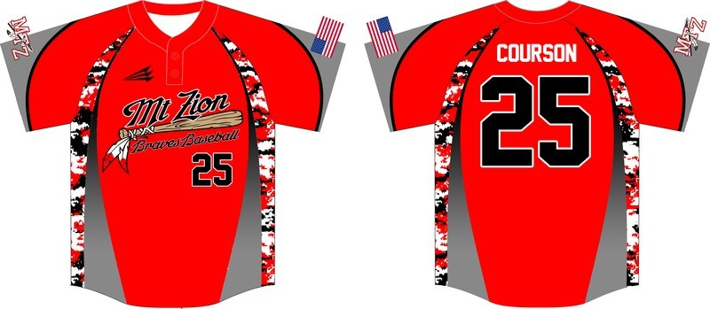 Mt. Zion Braves Custom Baseball Jersey #1