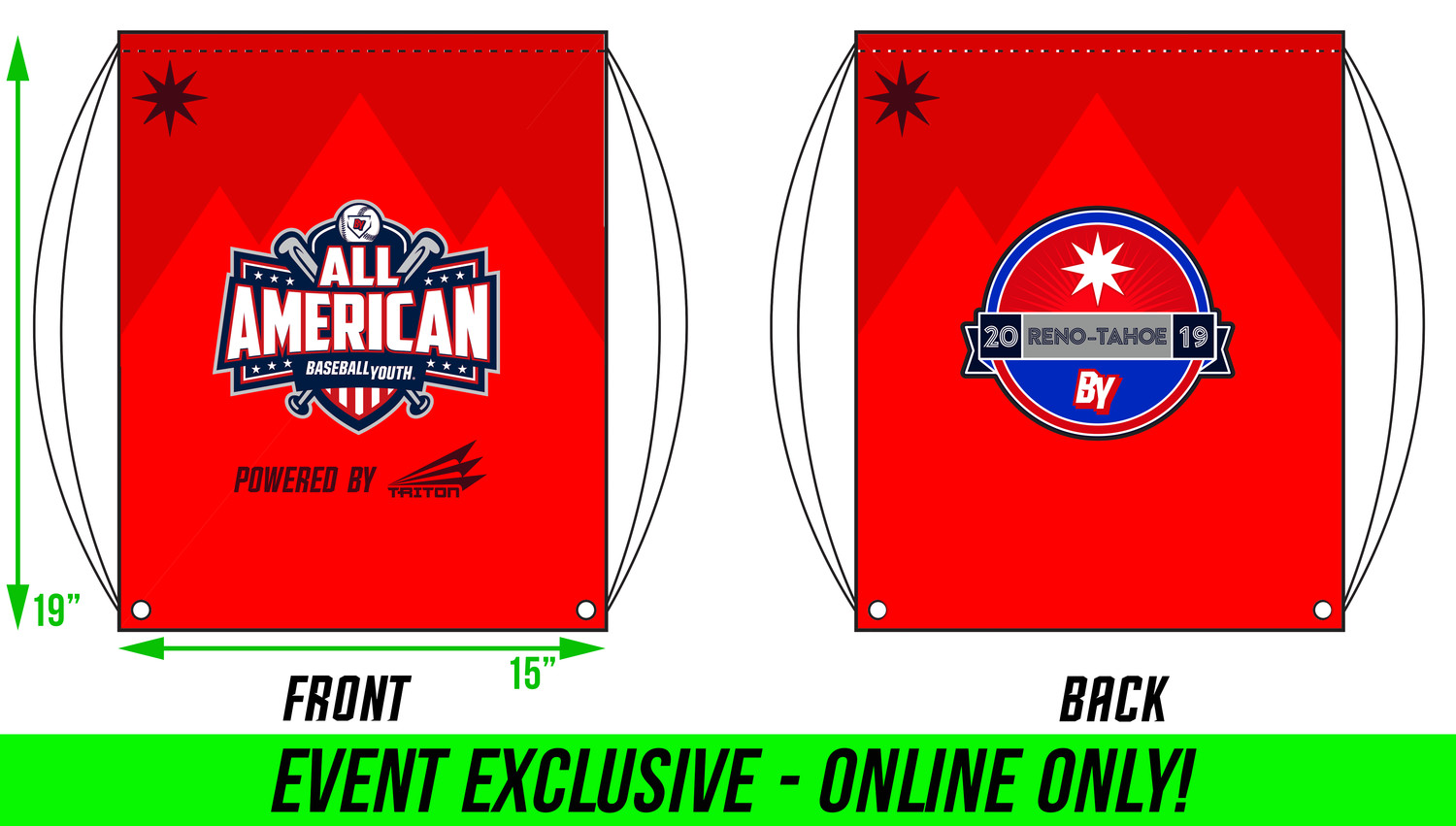 Baseball Youth All-American Reno-Tahoe 2019 Drawstring Bag DB1