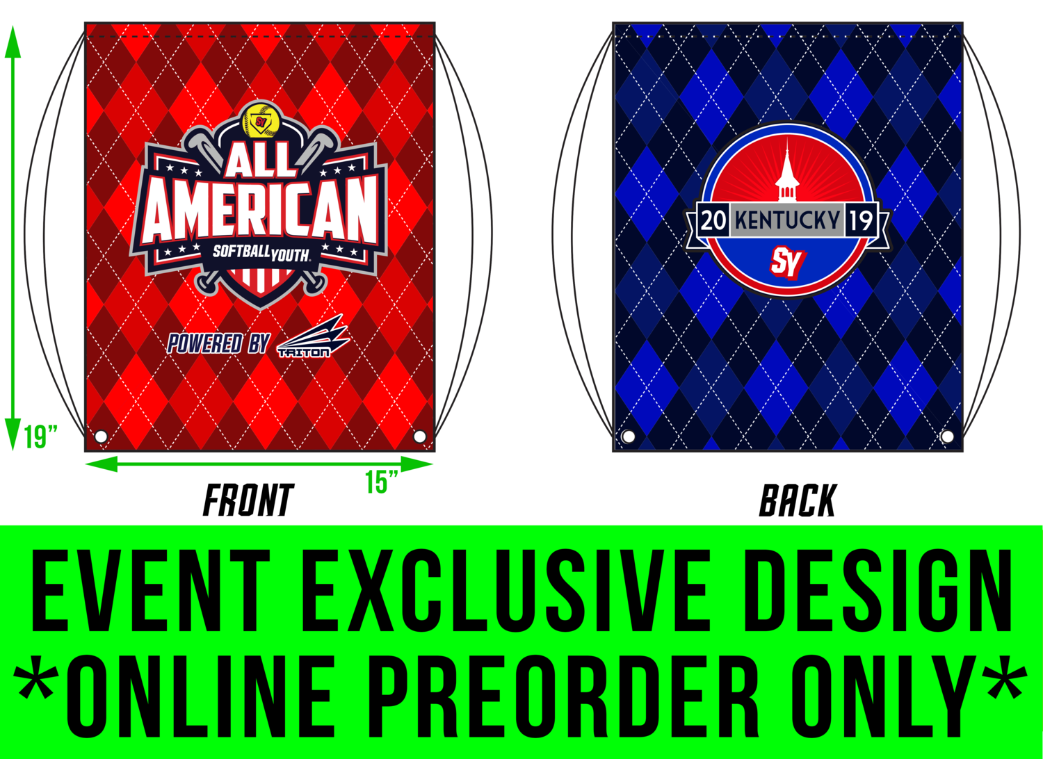 Softball Youth All-American Kentucky 2019 Drawstring Bag