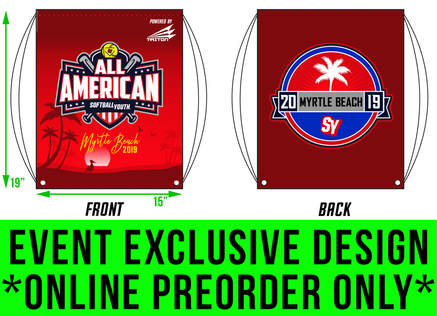 Softball Youth All-American Myrtle Beach 2019 Drawstring Bag