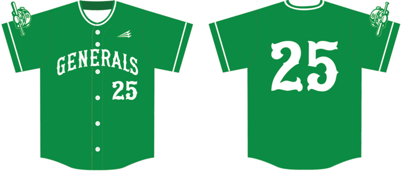 Generals Custom HexaFlex Baseball Jersey Design #J1