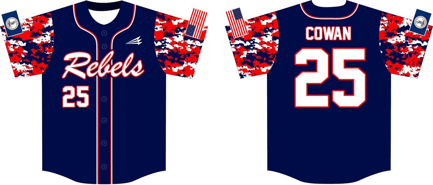 Ashburn Rebels Custom Baseball Jersey Design #1B