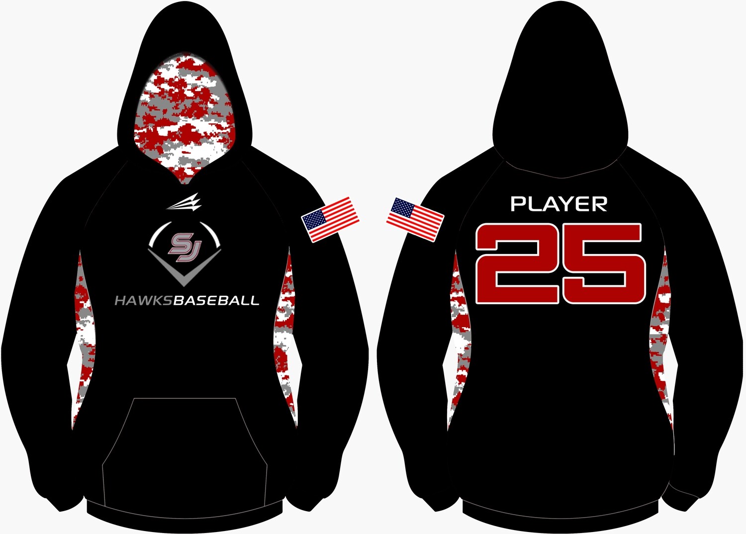 SJ Hawks Baseball Vulcan Hoodie D1