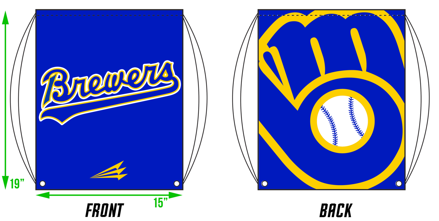Michigan Brewers Baseball Custom Drawstring Bag #DB1B