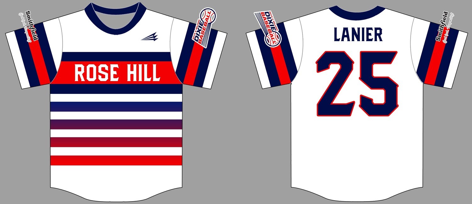 Rose Hill Dixie Boys Custom Baseball Jersey Design #1c