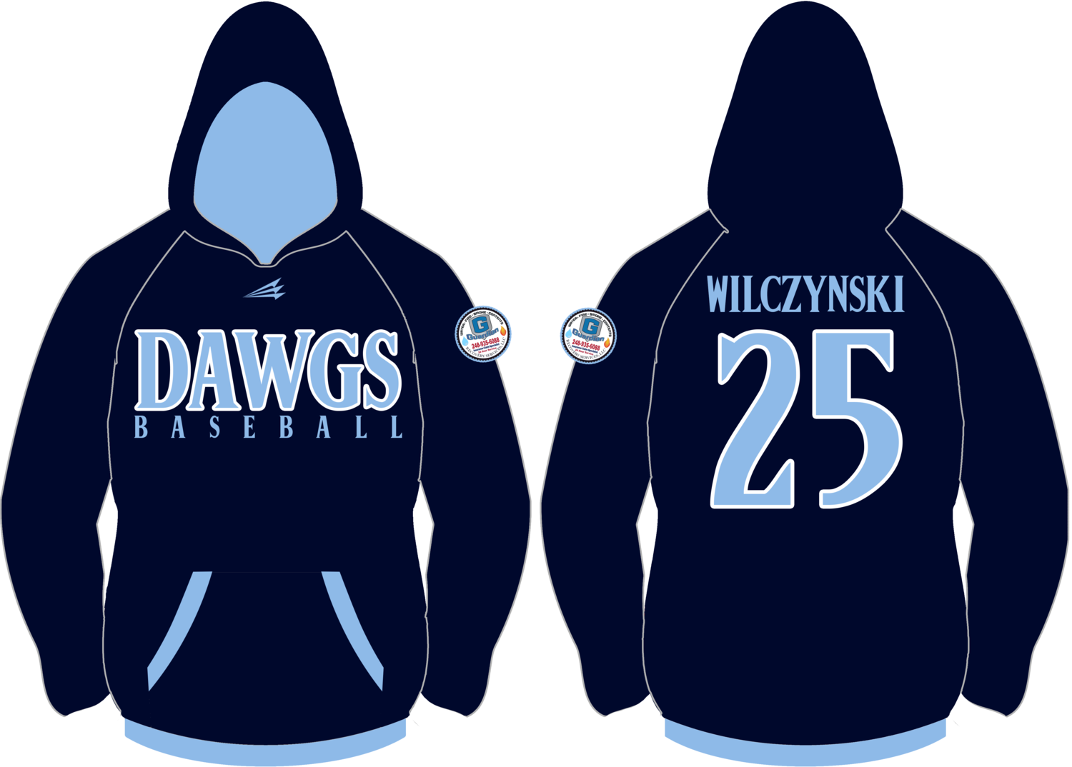 Michigan Dawgs Baseball Custom Vulcan Hoodie #VH6B