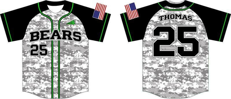Carolina Bears Custom Baseball  Jersey Design #1c