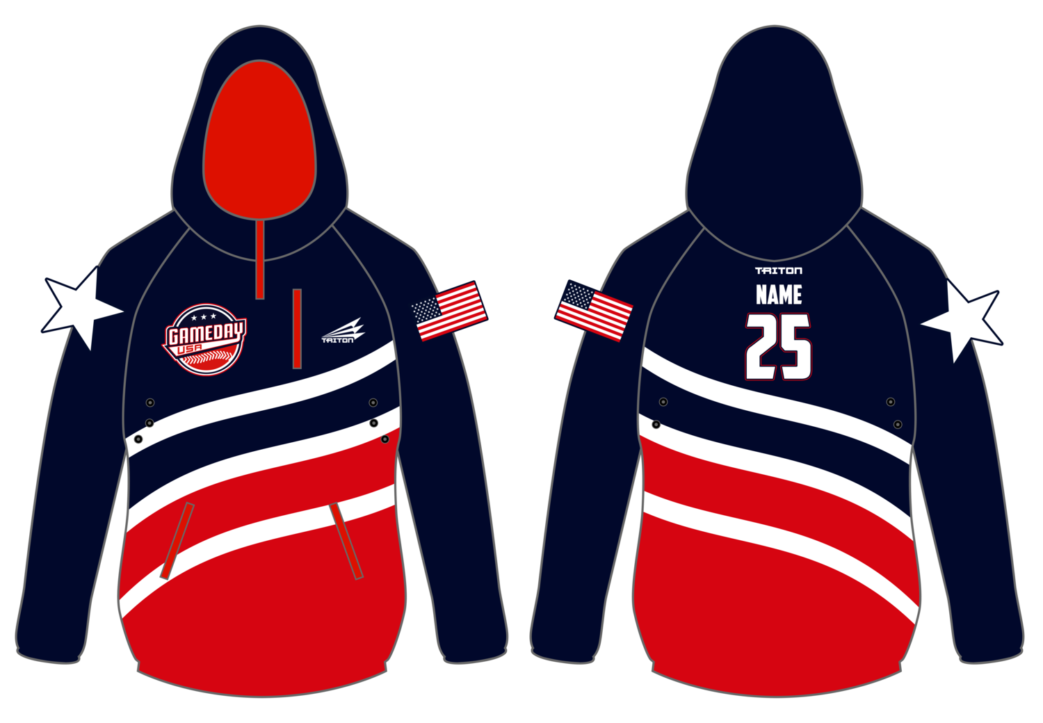 Game Day USA Baseball Custom Gladiator Hoodie #GH2