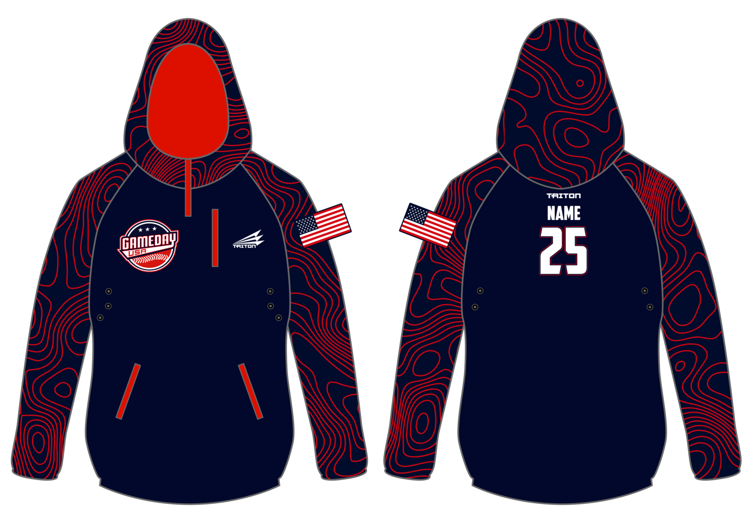 Game Day USA Baseball Custom Gladiator Hoodie #GH1