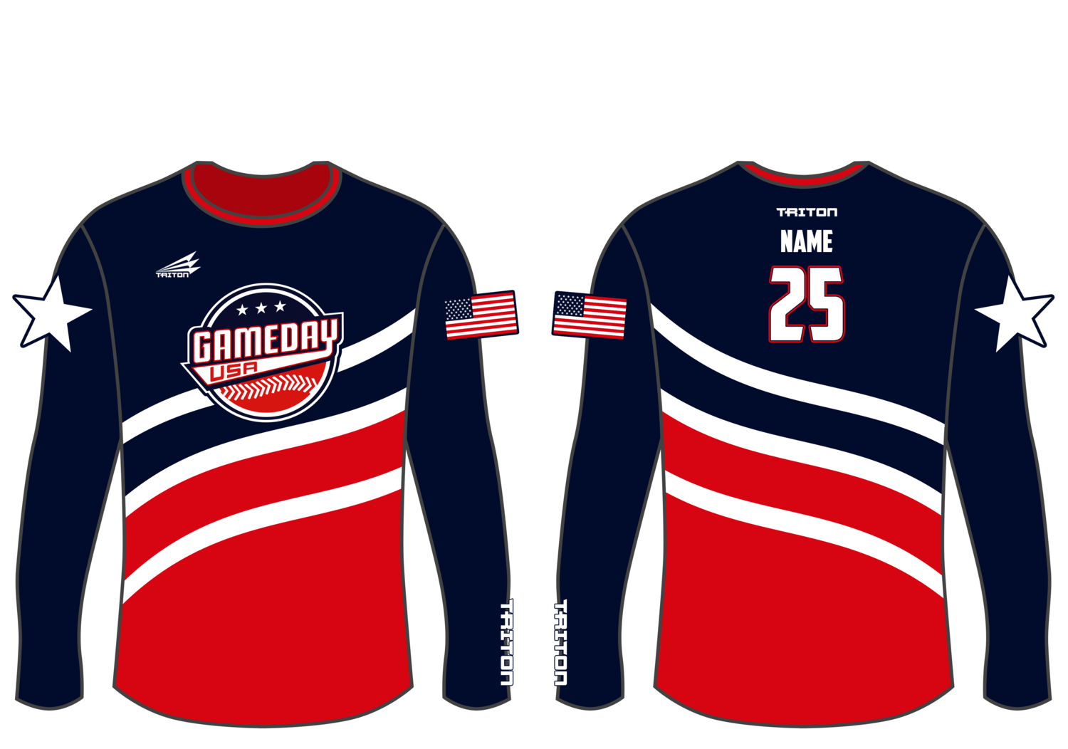 Game Day USA Baseball Custom Longsleeve HyperTee #LHT2