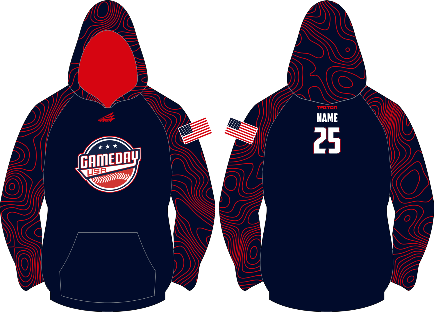 Game Day USA Baseball Custom Vulcan Hoodie #VH1