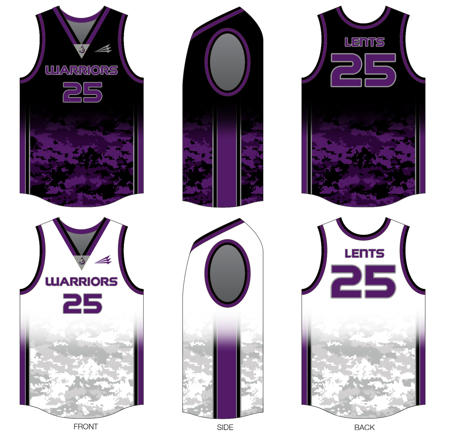 Warriors (Lents) Custom Reversible HexaFlex Basketball Jersey #J3 &amp; J4