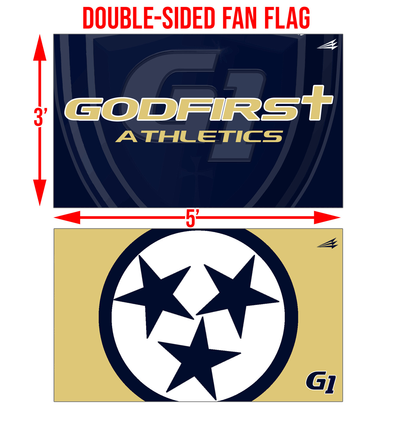 G1 Athletics Double-Sided 3&#39;x5&#39; Fan Flag F1