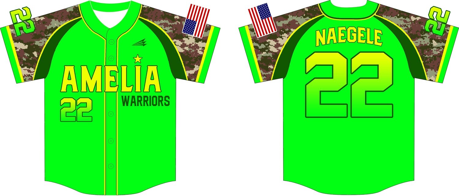 Amelia Warriors Baseball Jersey Design 3D