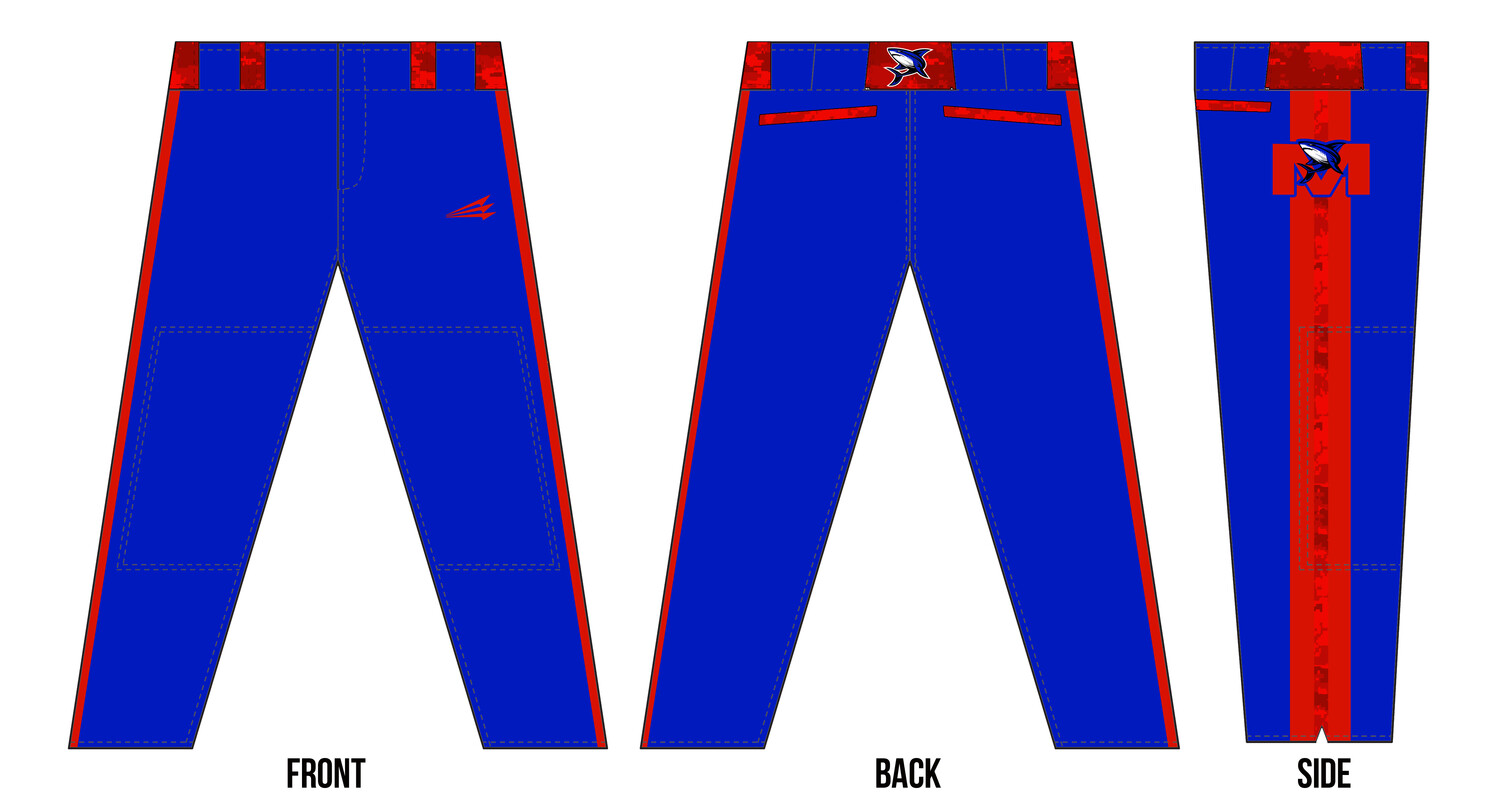 Morehead City Makos Stacheman Elite Custom Long Baseball Pants #BP2