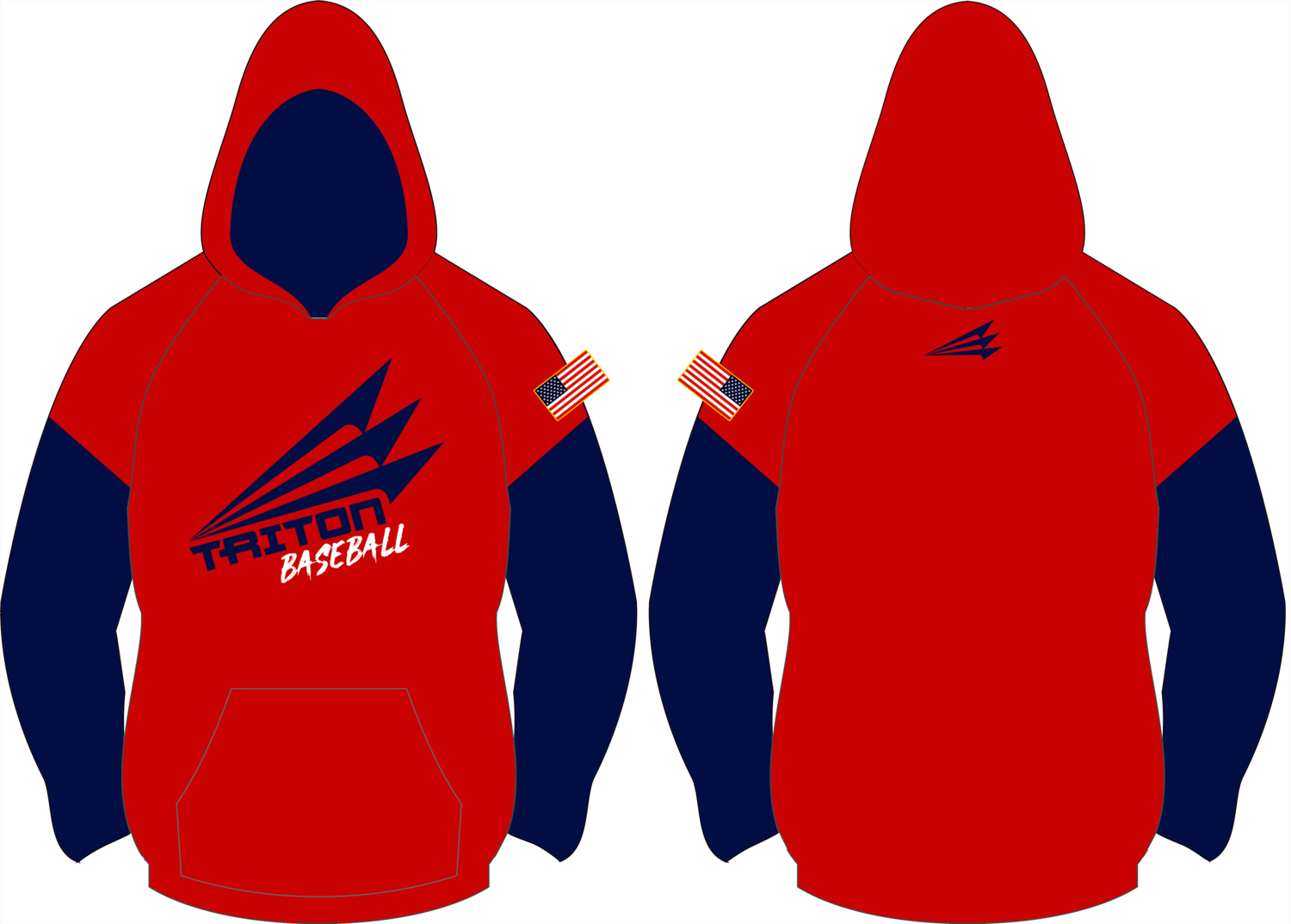 Triton Baseball Vulcan Hoodie (Red/Navy) #VH2