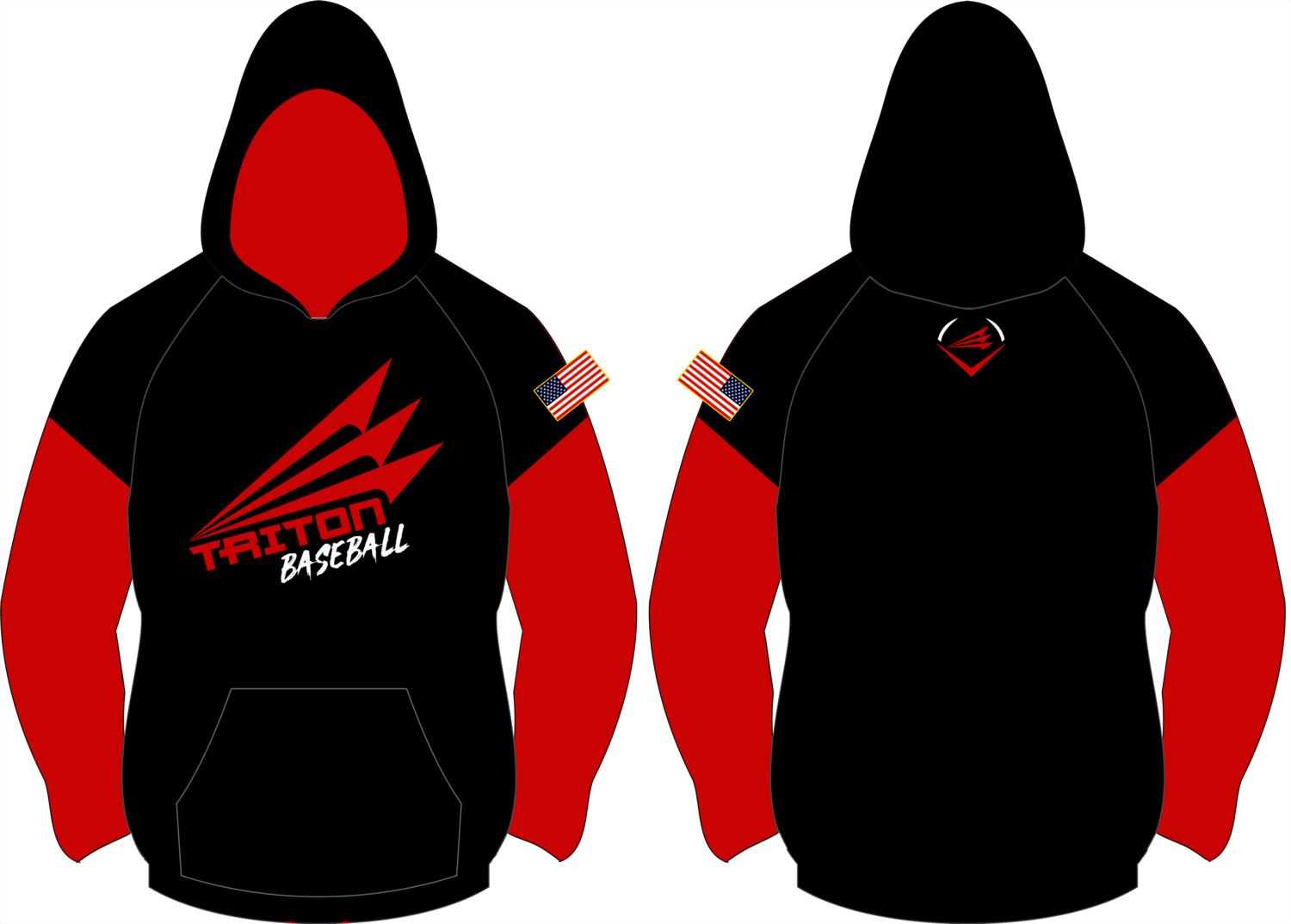 Triton Baseball Vulcan Hoodie (Black/Red) #VH1