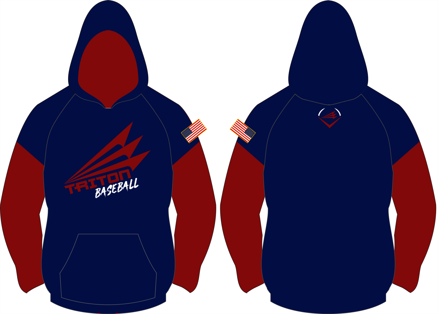 Triton Baseball Vulcan Hoodie (Navy/Cardinal) #VH1