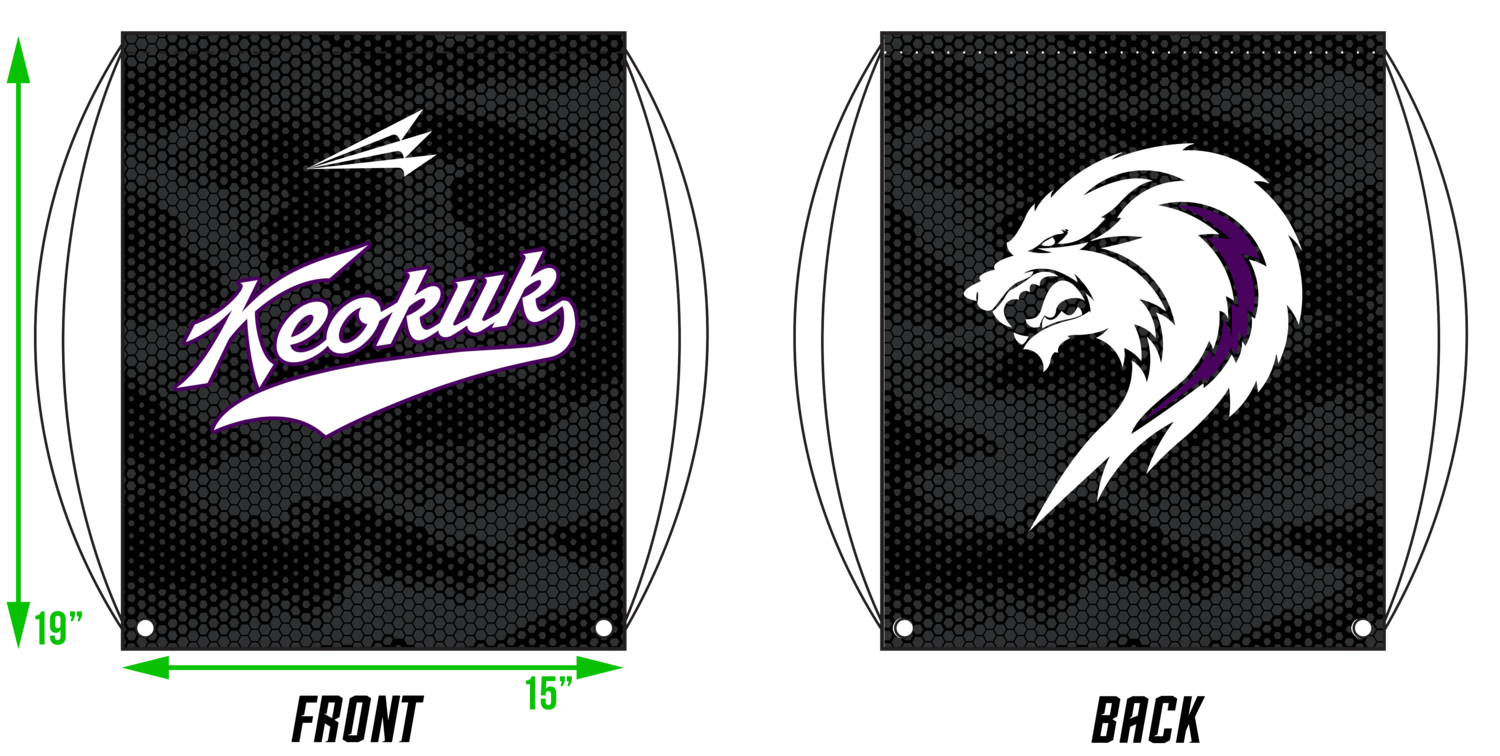 Keokuk Lobos Custom Drawstring Bag #DB1