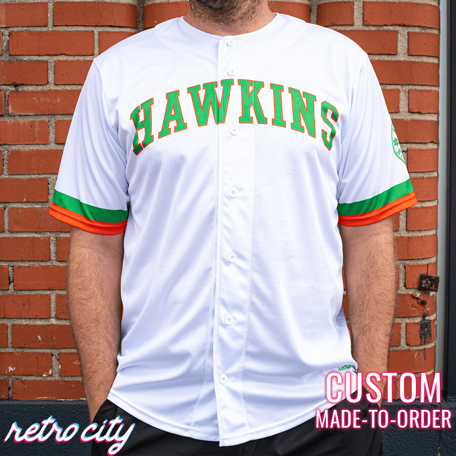Hawkins High Full-Button Custom Baseball Jersey