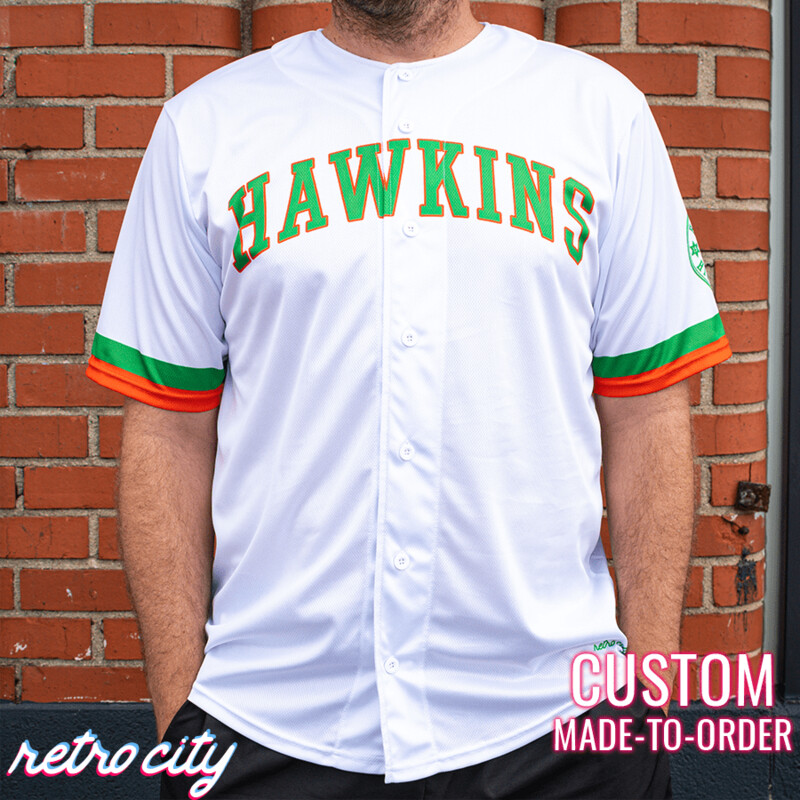 Hawkins High Full-Button Custom Baseball Jersey