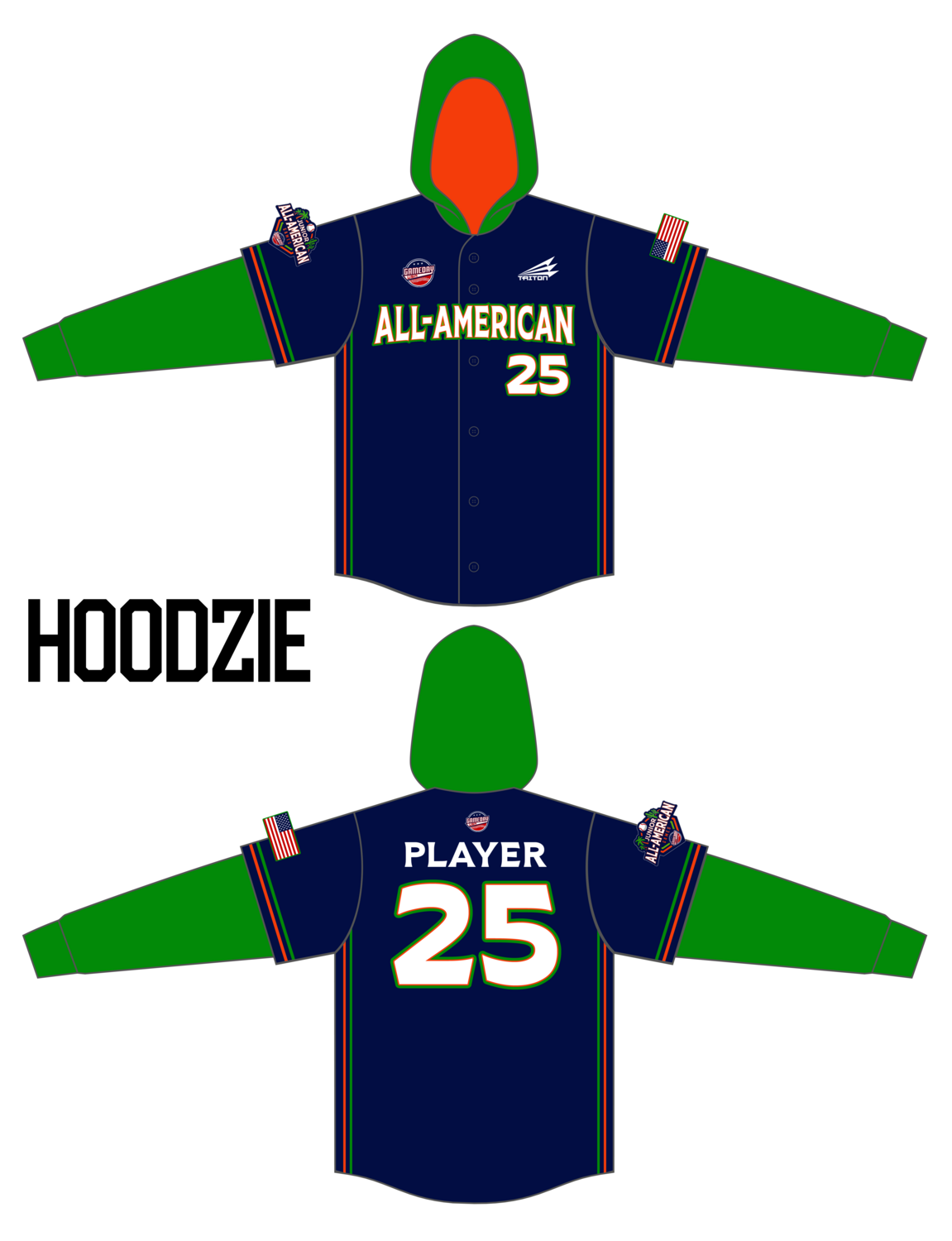Game Day USA Junior All Americans Custom Hoodzie #HZY2b