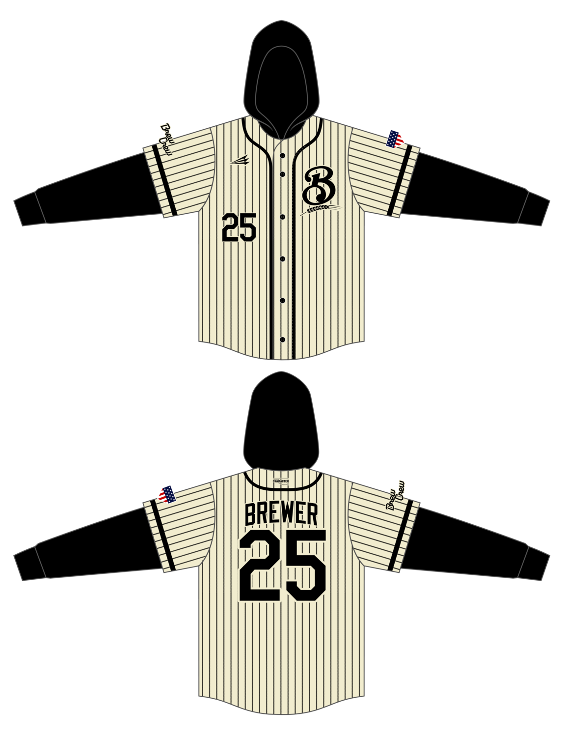 Brewer Baseball Custom Hoodzie #HZY1