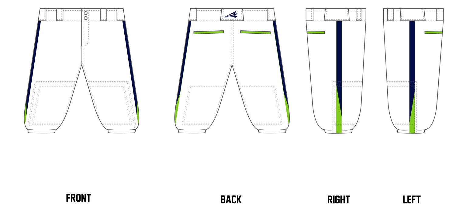 White/Navy/Lime Custom Knicker Baseball Pant #BP2G
