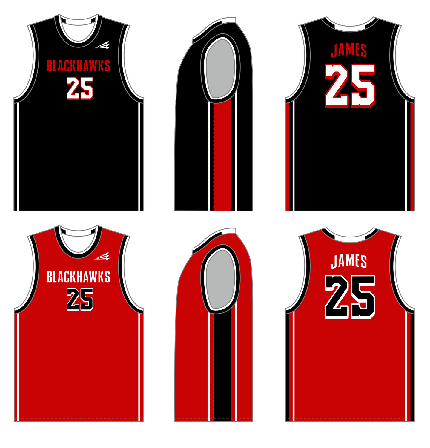 JR Blackhawks (Wenig) Custom Reversible NanoDri Basketball Jersey #J4, J4B