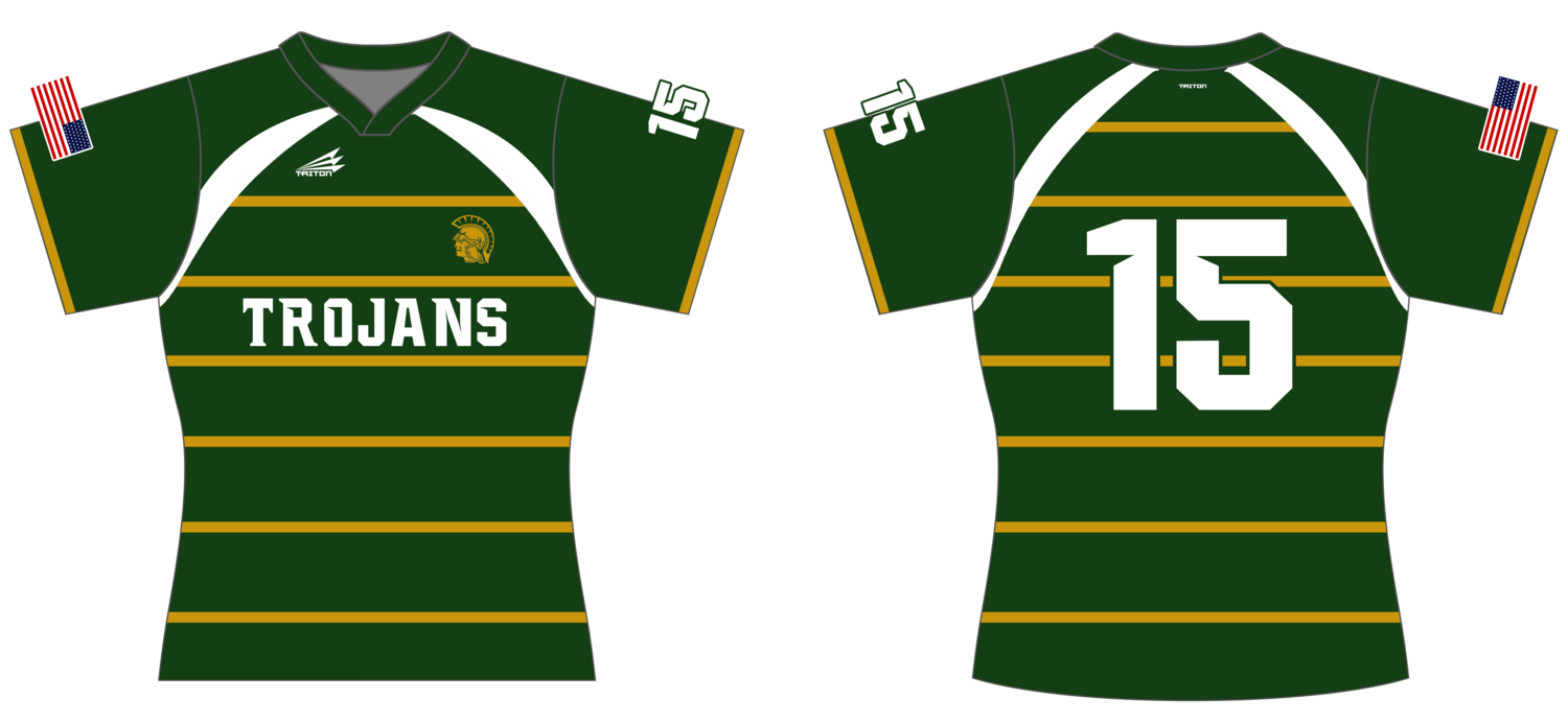 Iowa City Trojans Custom V-Neck QuadFlex Rugby Jersey #J1b
