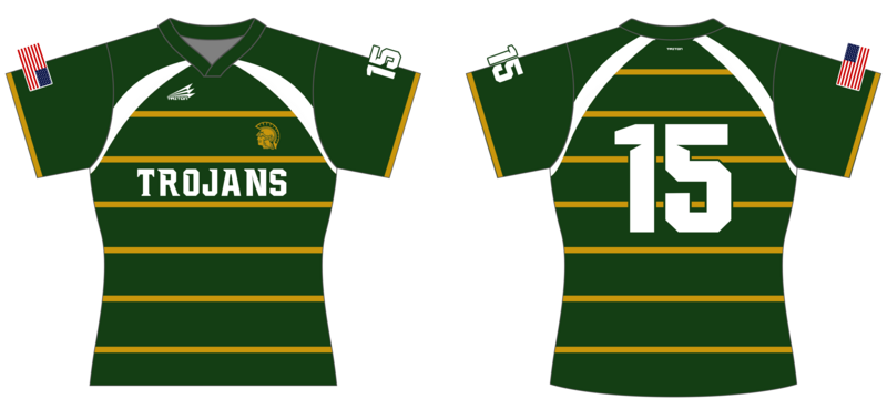 Iowa City Trojans Custom V-Neck QuadFlex Rugby Jersey #J1b