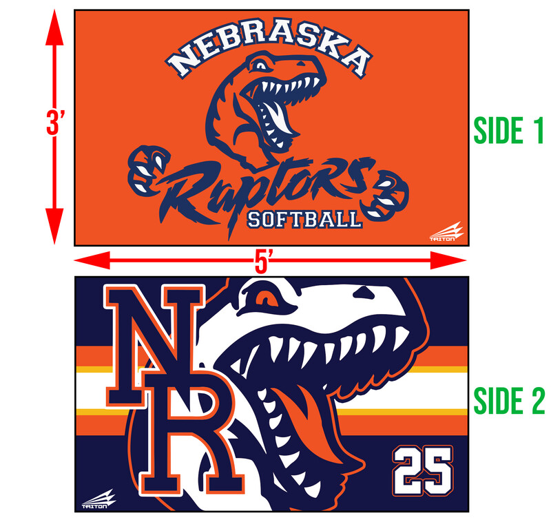 Nebraska Raptors Double-Sided 3&#39;x5&#39; Fan Flag # FF1B