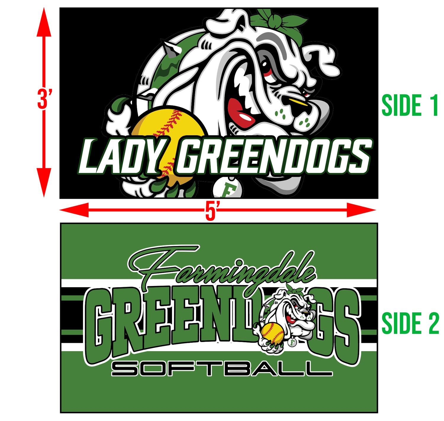 Lady Greendogs Double-Sided 3'x5' Fan Flag # FF1B
