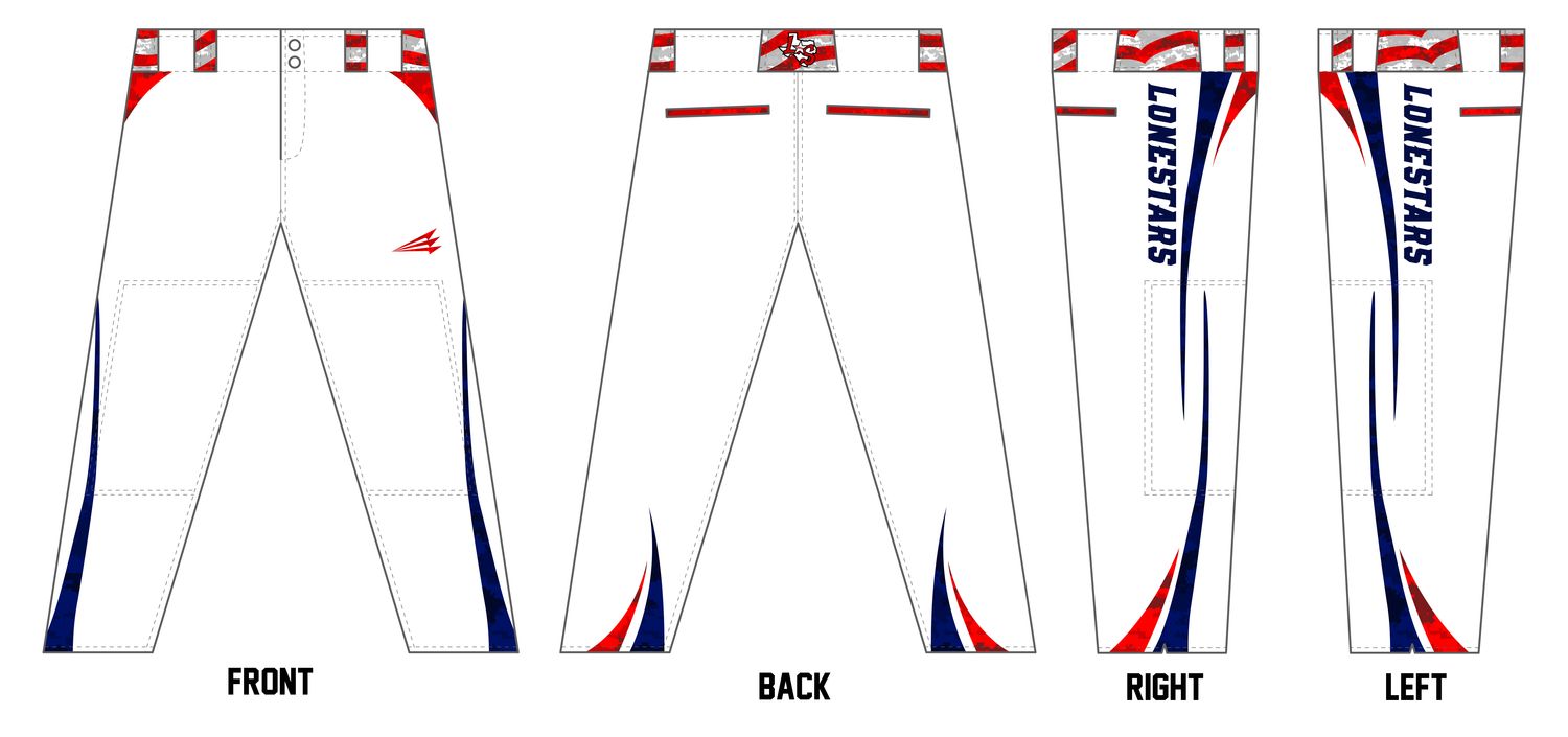 Lonestars (Garza) Custom Athletic Cut Baseball Pants #BP1C