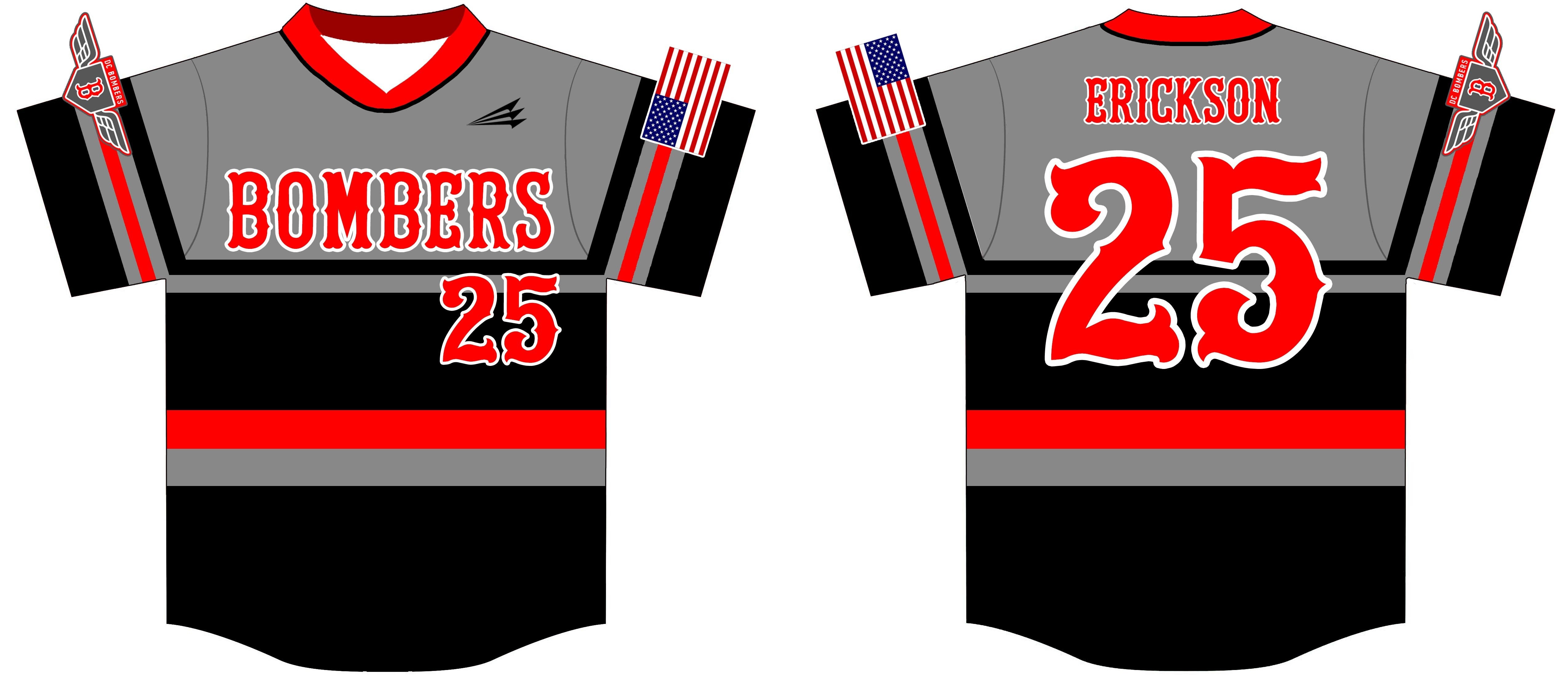 DC Bombers Custom Baseball Jersey Design #1b
