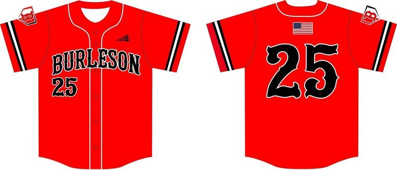 Burleson Red Custom Baseball Jersey Design #1c
