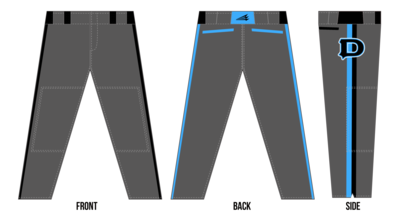 Adrian Dirtbags Custom Baseball Pants Design #1B
