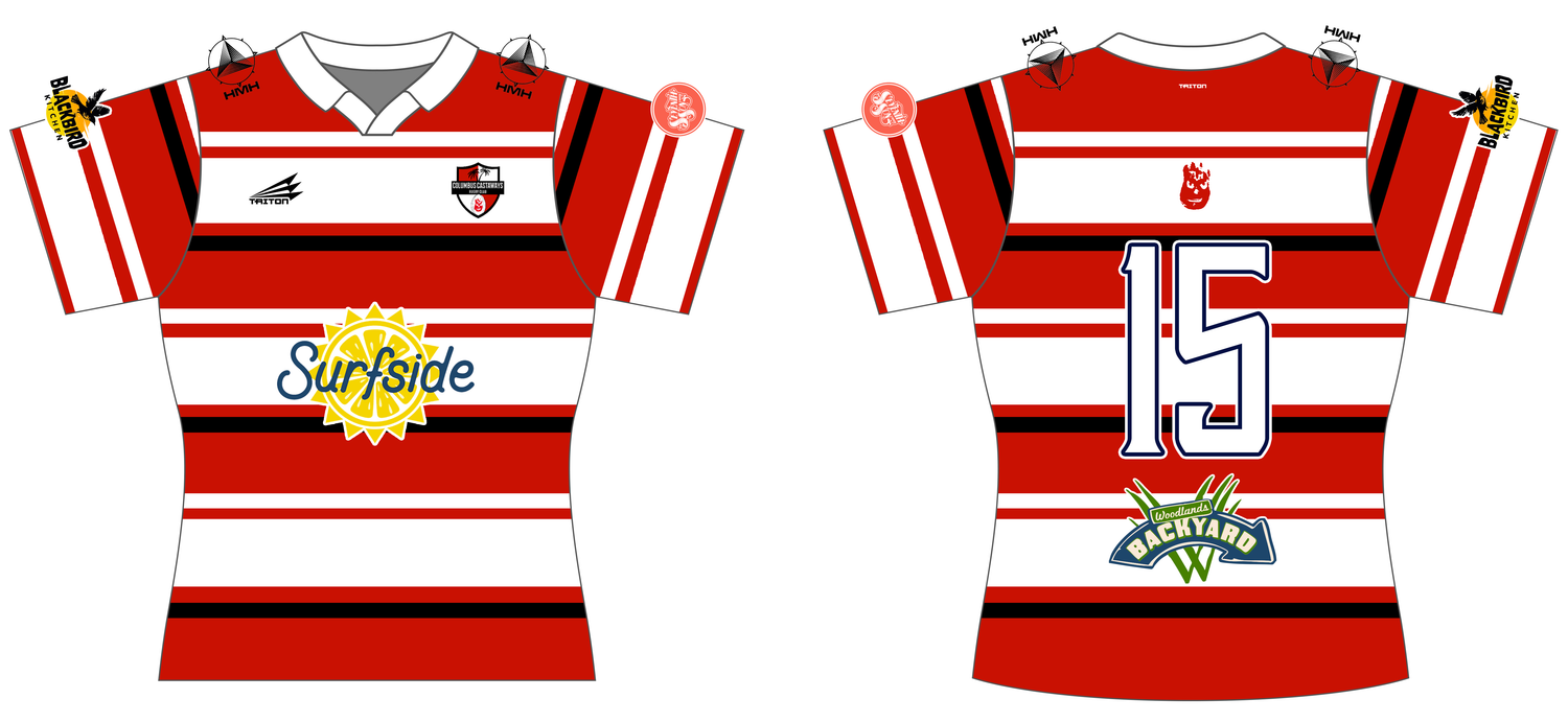 Columbus Castaways Custom V-Neck Polo QuadFlex Rugby Jersey #J6c