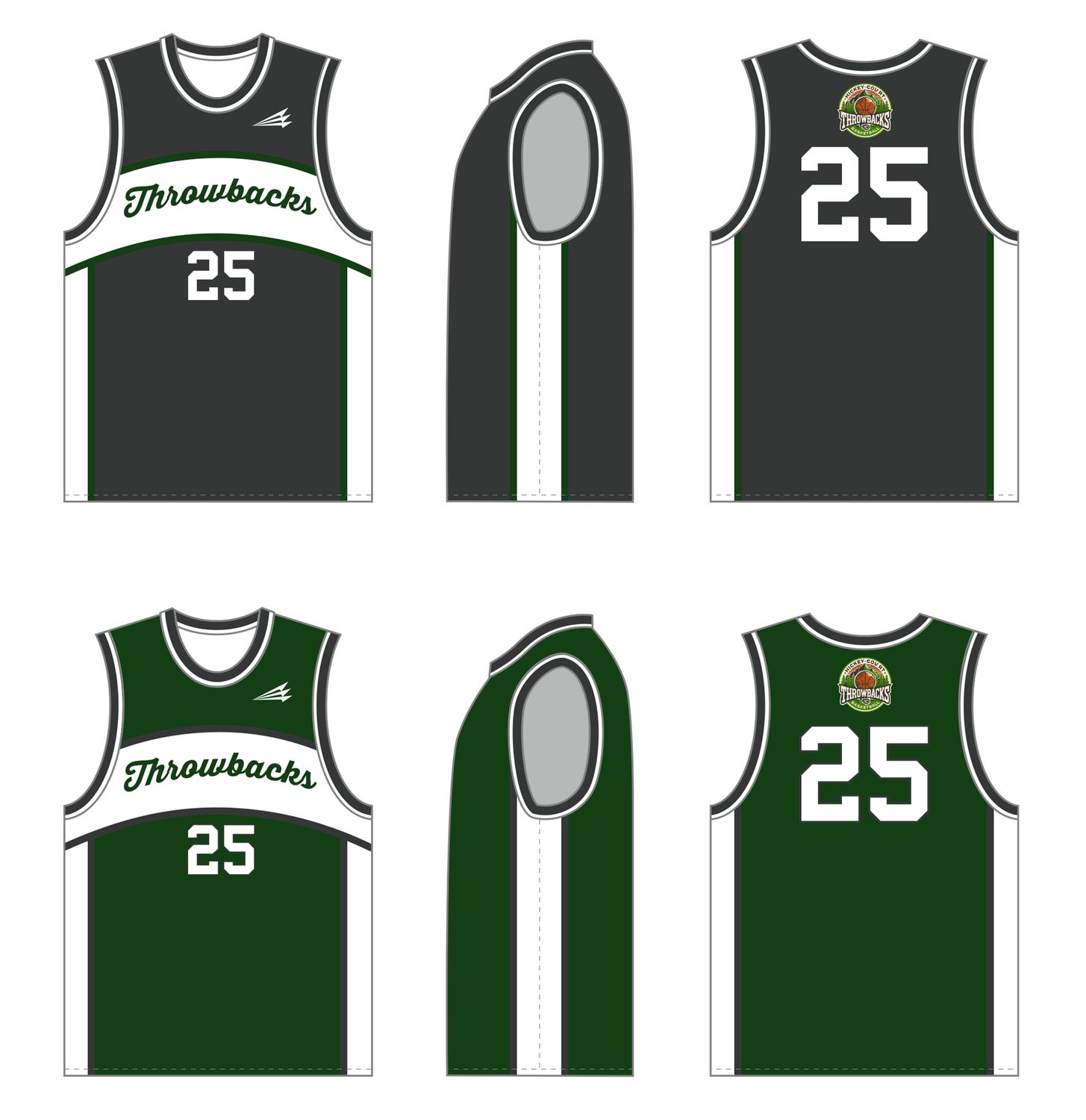 Hickey Court Throwbacks Custom Reversible HexaFlex Basketball Jersey #J2C , J2D