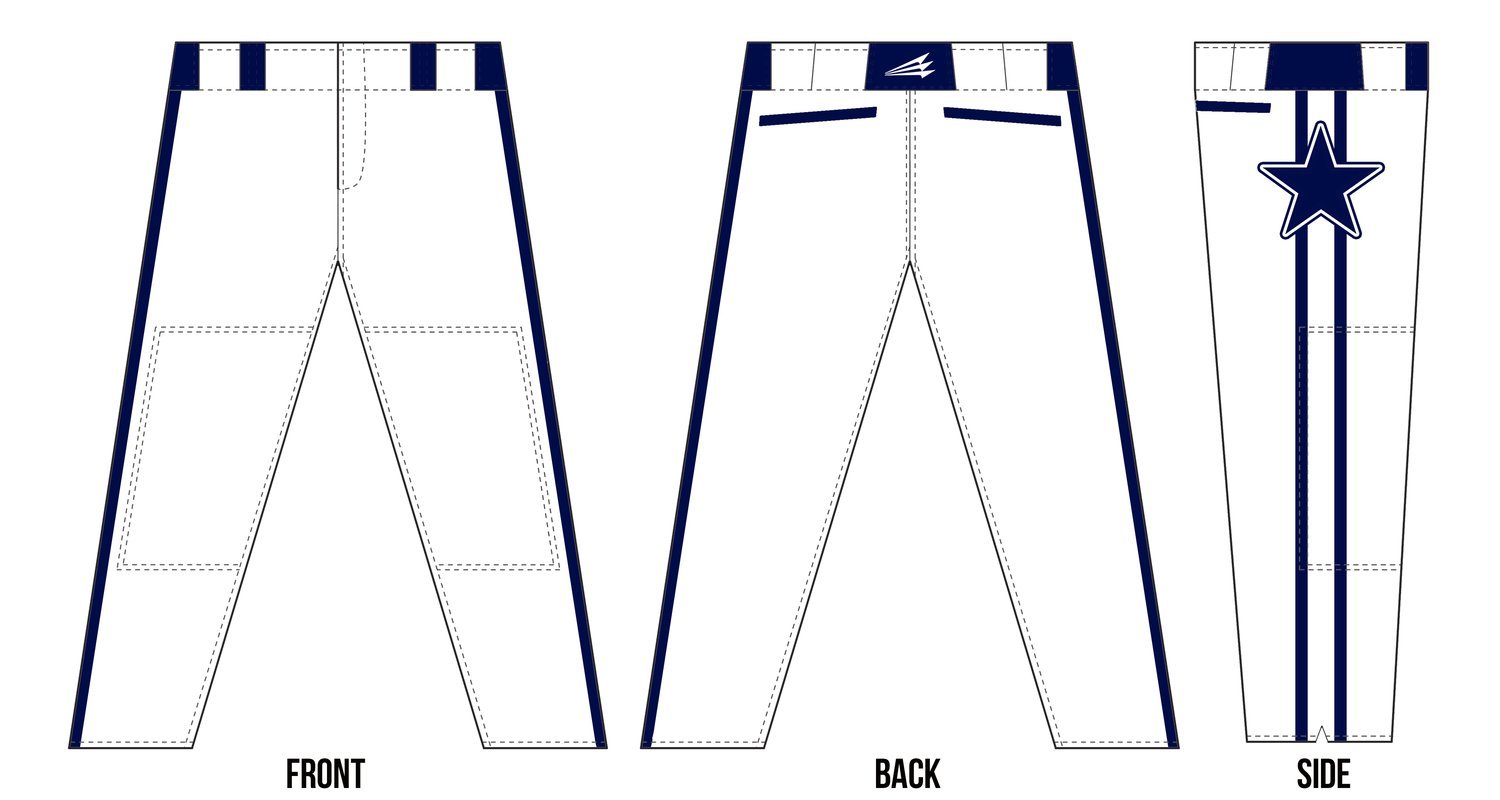 East Texas Cowboys Custom Baseball Pants Design #3A