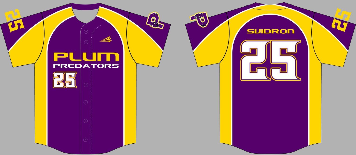 Plum Predators Custom Baseball Jersey #4B