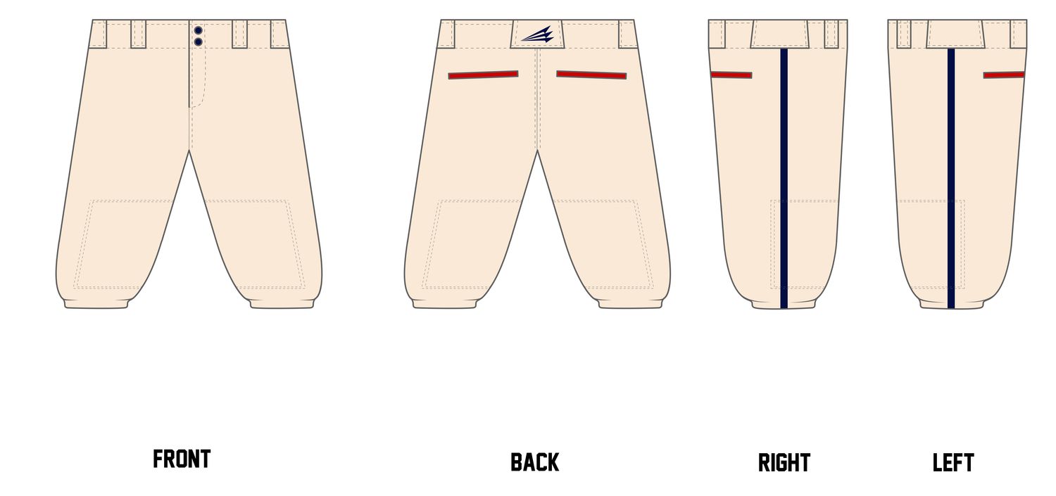 Cream/Navy/Red Custom Knicker Baseball Pant