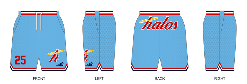 Halos Baseball Club Custom Retro Mesh Shorts #MS1