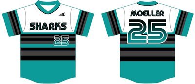 Columbus Sharks Custom Hexaflex Baseball Jersey #1
