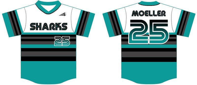 Columbus Sharks Custom Hexaflex Baseball Jersey #1